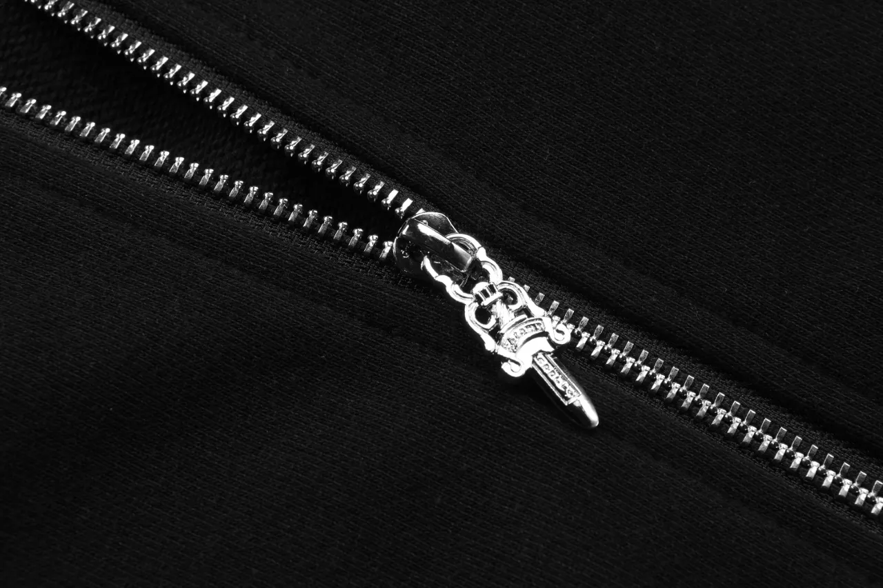 P310 Chrome Hearts Chrome Hearts Horseshoe Printed Hooded Cardigan Sweater Size: SMLXL Color: Black White
